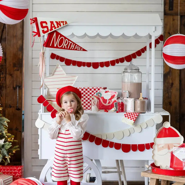 Red and Cream Scalloped Felt Banner Set