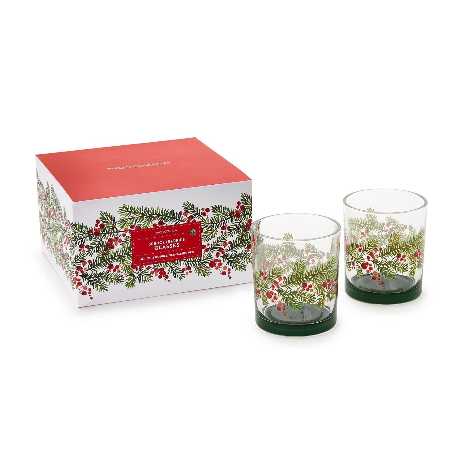 Set of 4 Merry Berry Double Old-Fashioned Glasses