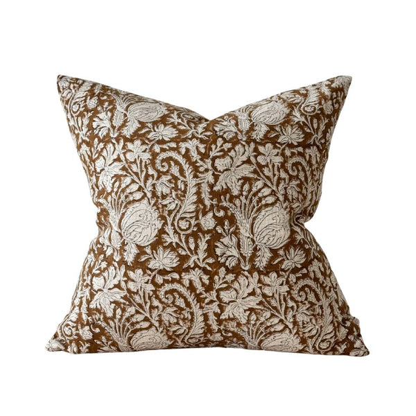 18" Ivy Rust Print Cushion - 100% Cotton Cover