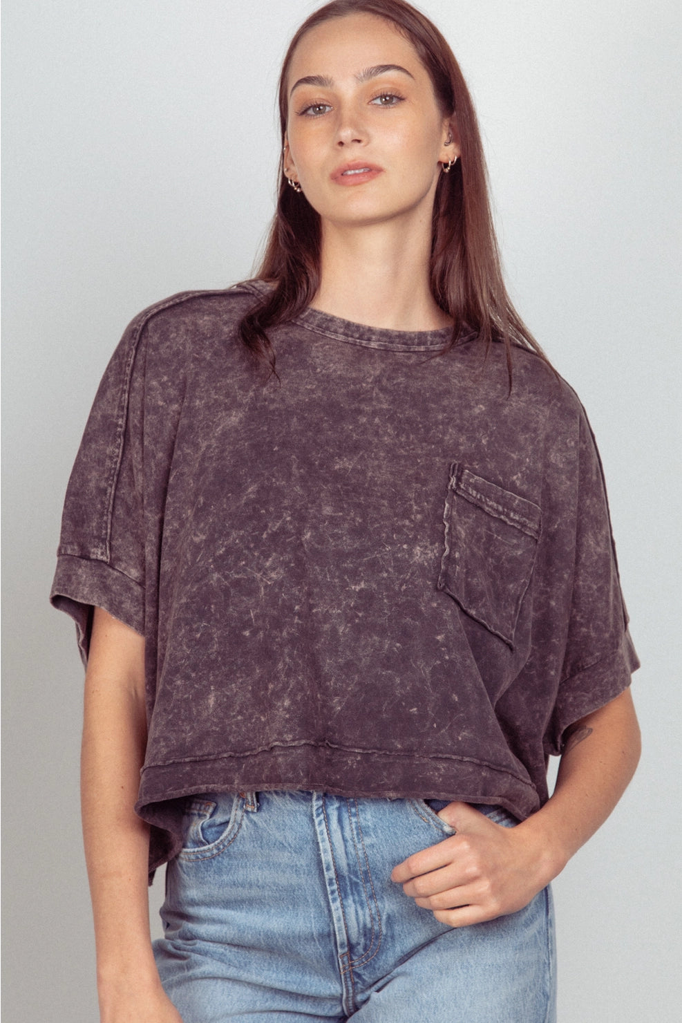 Oversized Washed Crop Top