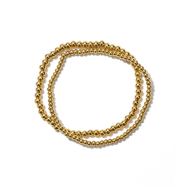 Waterproof Dainty Gold Double Beaded Bracelet Set