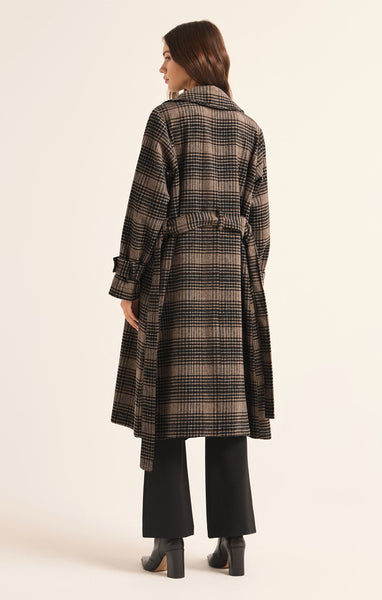 JACKIE PLAID TRENCH