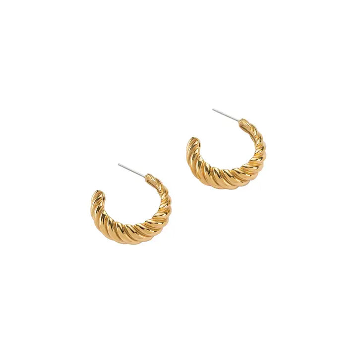 Waterproof Gold Braided Hoops Big