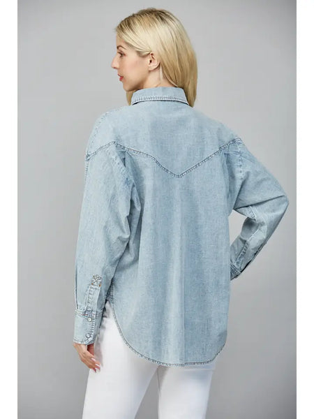 Front Pocket Detail Denim Shirt