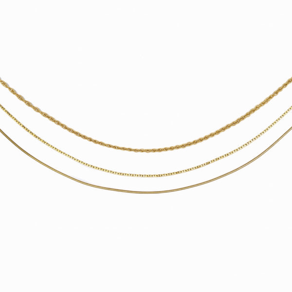 Waterproof Gold 3 in 1 Layer Rope Necklace