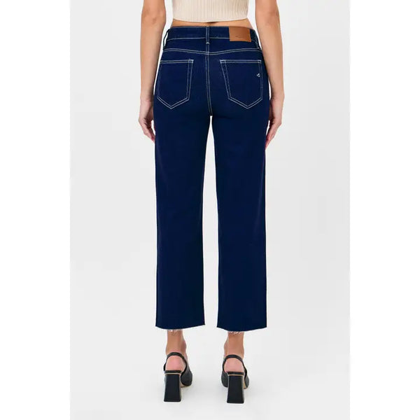 Rinse Wash Hem Slit Cropped Relaxed Straight