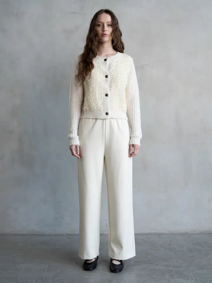 Fuzzy Sequined Sweater Cardigan