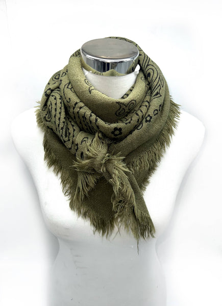 5467354-K3/K23 Square wool scarf with paisley pattern