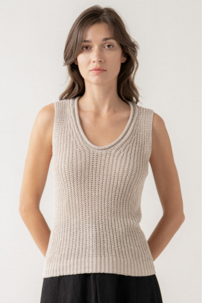 Open Stitch Sleeveless Knit Top