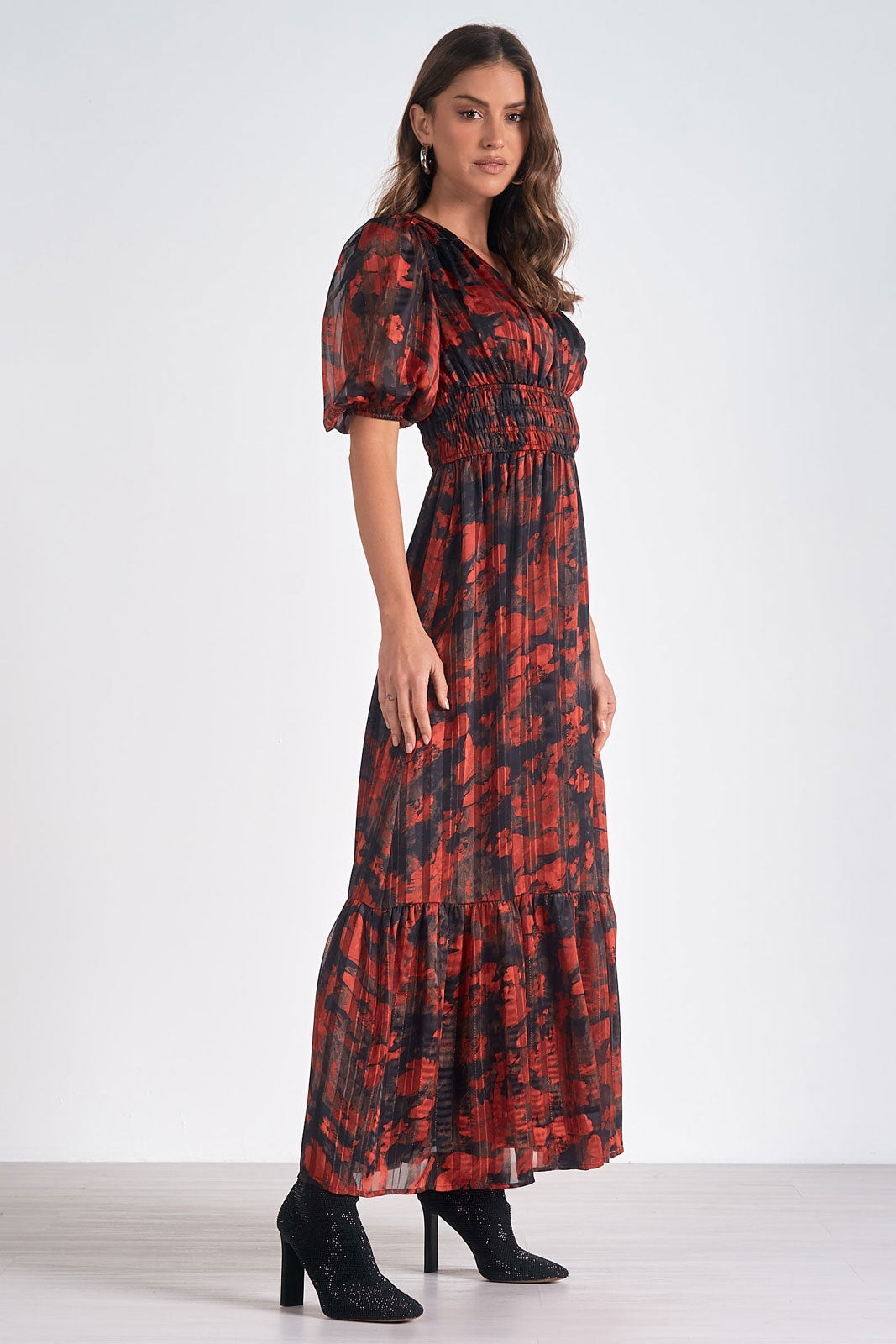 RED FLORAL MAXI DRESS