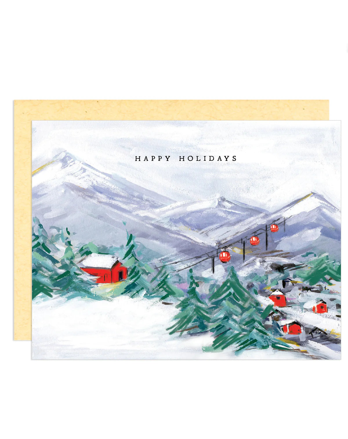 Happy Holidays Snowy Mountains Card