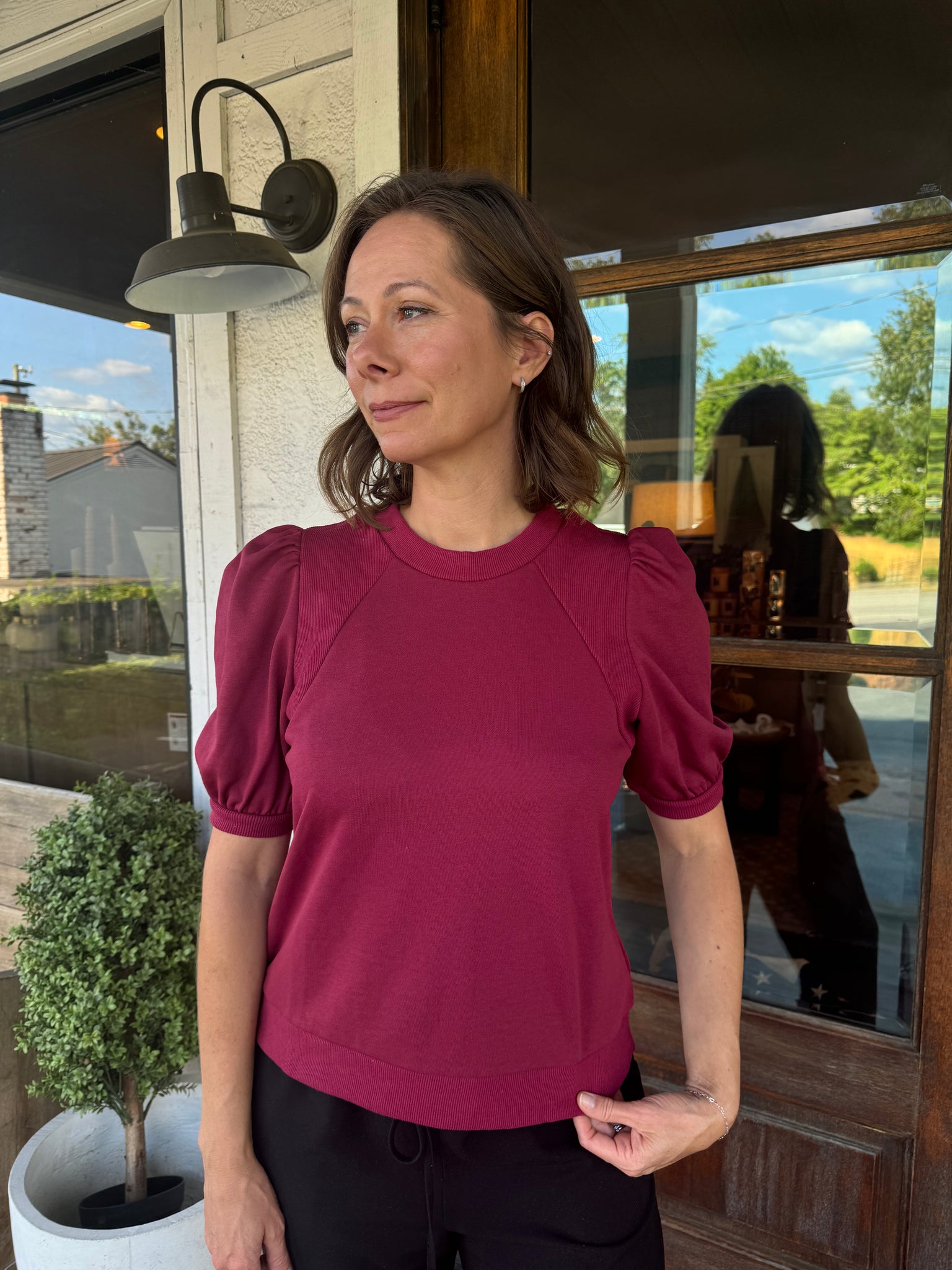 Puffy Sleeve Crimson Top