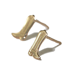 Alice cowboy boot post earrings Brass