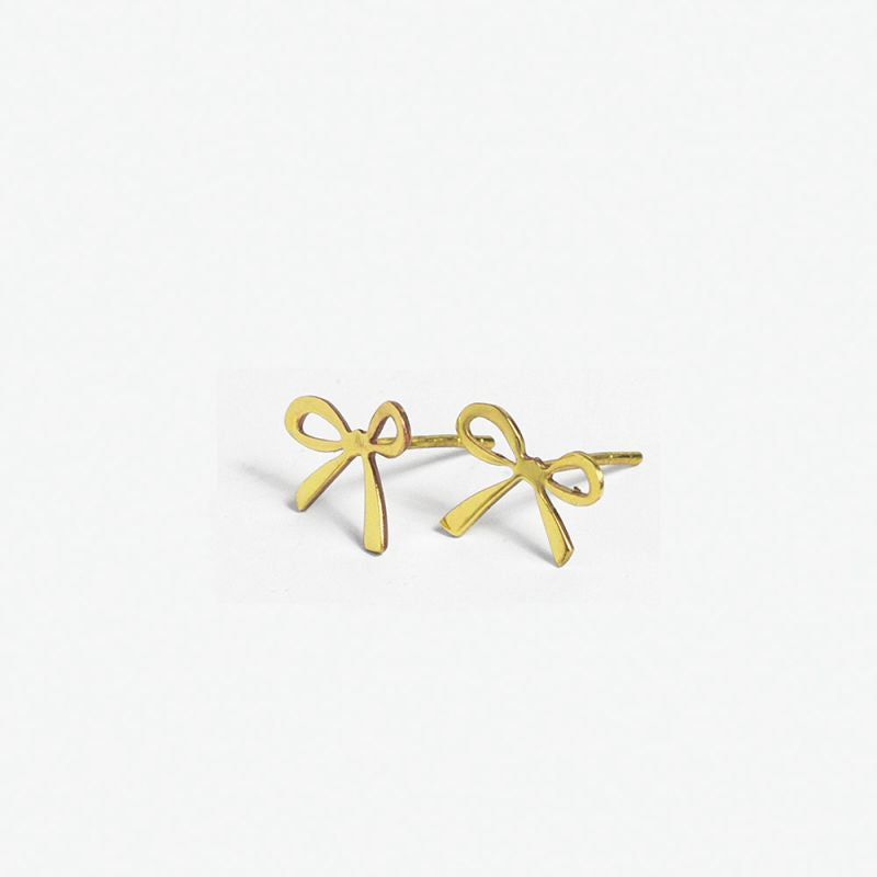 Alice brass bow post earrings 18K