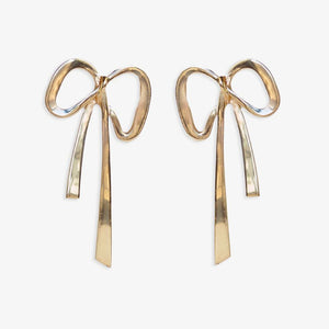 Katie large bow post earrings brass