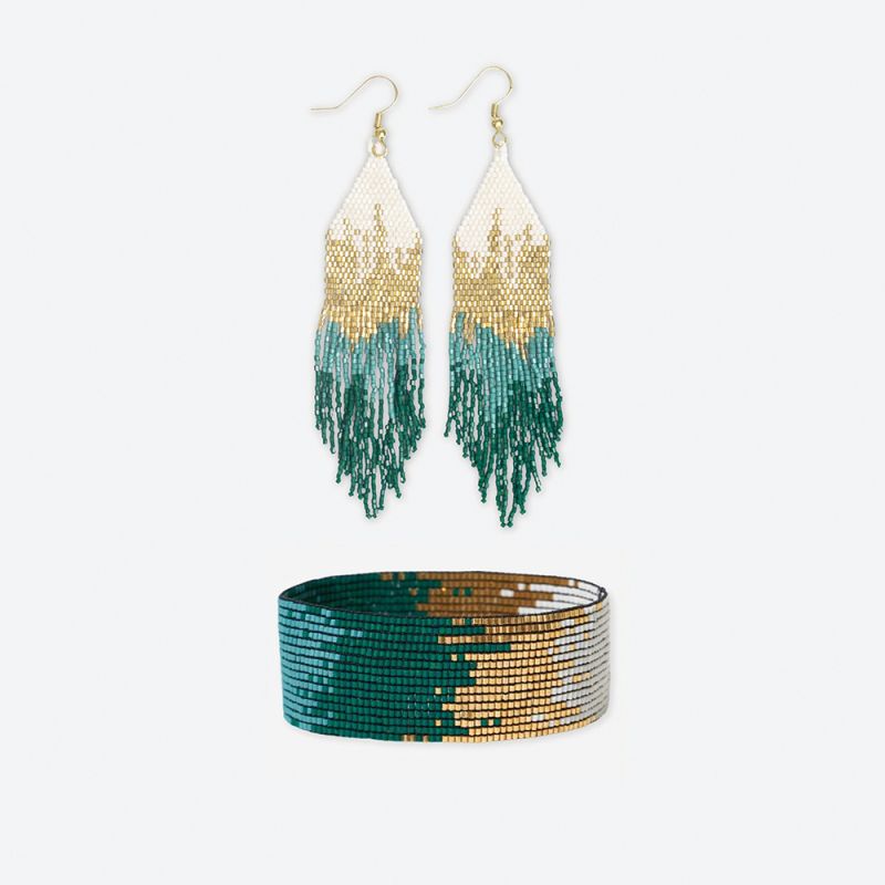 Claire & Kenzie beaded set Emerald