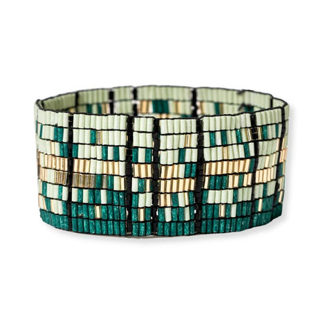 Natalia mixed luxe bead gradient stretch bracelet emerald