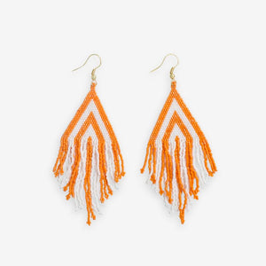 Haley stacked triangle beaded fringe earrings white/orange