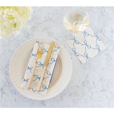 Heirloom Blue Bow Cocktail Napkin -  Pack of 20