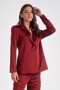 MAROON BLAZER WIDE LAPEL