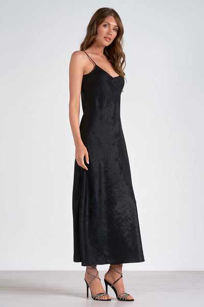 BLACK MAXI SPAG STRAPS SLIP