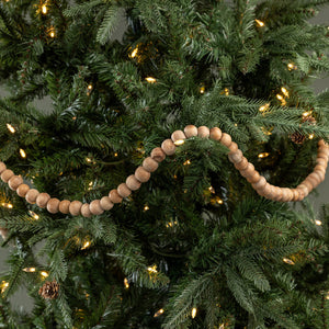 9' MEDIUM ROUND STAINED WOOD BEAD GARLAND