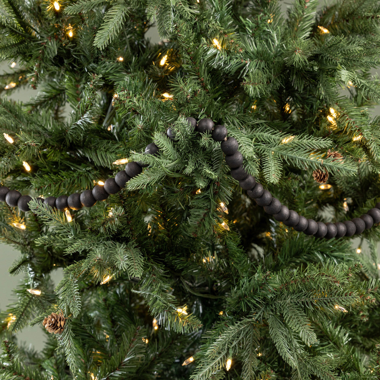 9' MEDIUM ROUND BLACK WOOD BEAD GARLAND