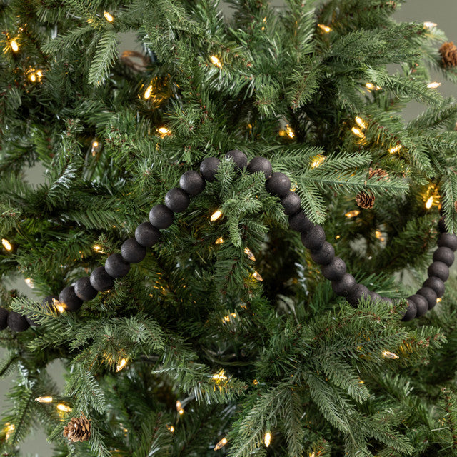 9' LARGE ROUND BLACK WOOD BEAD GARLAND