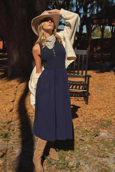 Navy Dress Maxi Sleeveless