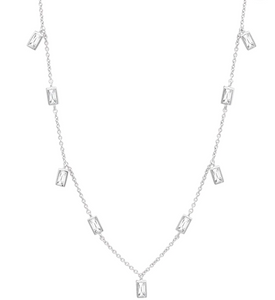 Prism Baguette 16" Necklace Finished in Pure Platinum