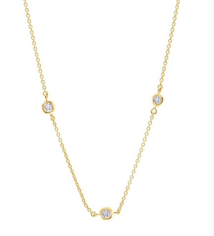 Bezel 16" Necklace Finished in 18kt Yellow Gold -2mm