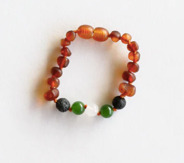 Raw Cognac Baltic Amber || Lava + Jade + Agate || Anklet or Bracelet