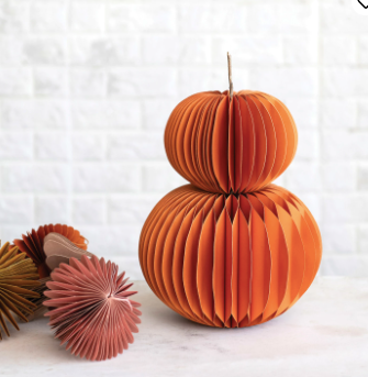 Recycled Paper Folding Honeycomb Pumpkin 7"