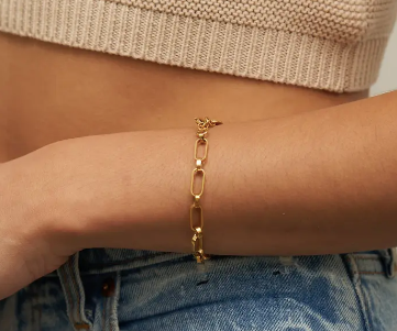 Waterproof Gold Oval Links Bracelet