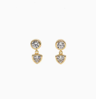 18K Gold Shiny Drop Studs