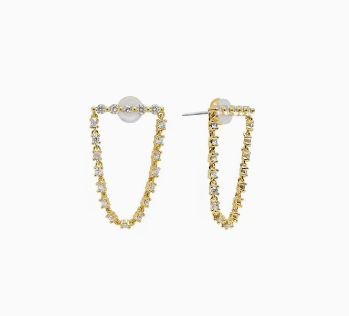18K Gold Tennis Drop Earrings
