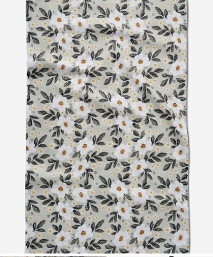 Painted Spring Flowers Tea Towel