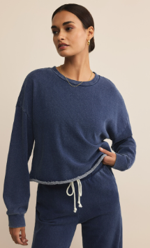 CIRCUIT KNIT DENIM SWEATSHIRT