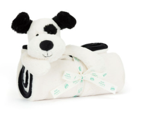 Bashful Black & Cream Puppy Blankie