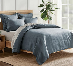 Washed Linen Denim Duvet Cover King