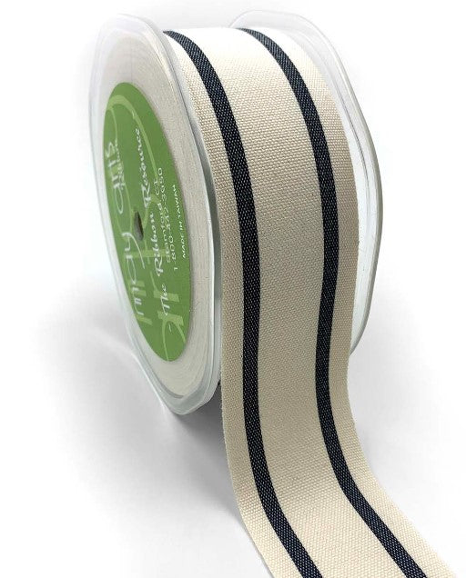 1.5" Cotton Stripe Ribbon with Woven Edge