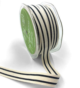 5/8" Cotton Stripe Ribbon with Woven Edge