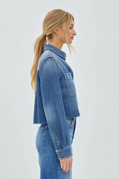 Abbey Medium Wash Cropped Denim Shirt