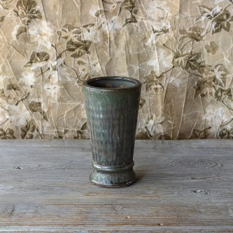 Aged Olive Dripped Glaze Pottery Small