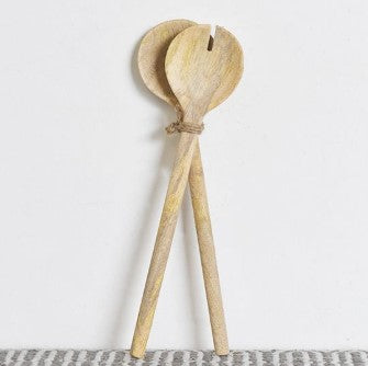 2 PC WOOD SALAD SERVING SET