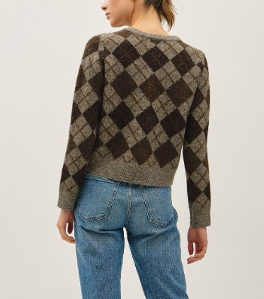 Wool Blend Blend Argyle Cardi