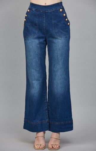 Gold Button Flare Pants