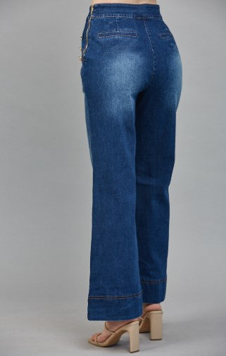 Gold Button Flare Pants