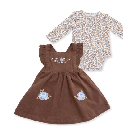 Hazel Floral - Pinafore Dress And Long Sleeve Bodysuit Set