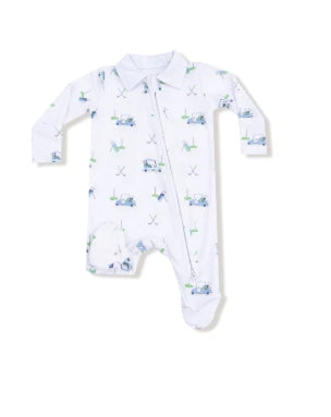 Golf Carts Blue Polo Two Way Zipper Footie